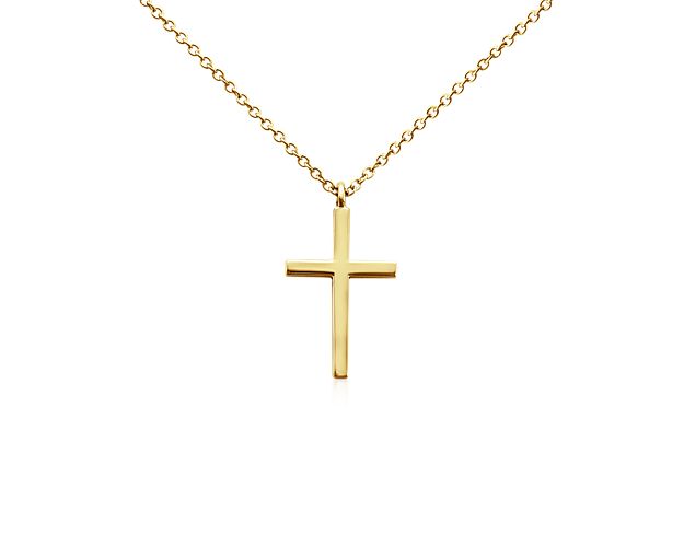 18" Petite Cross Pendant in 14k Yellow Gold