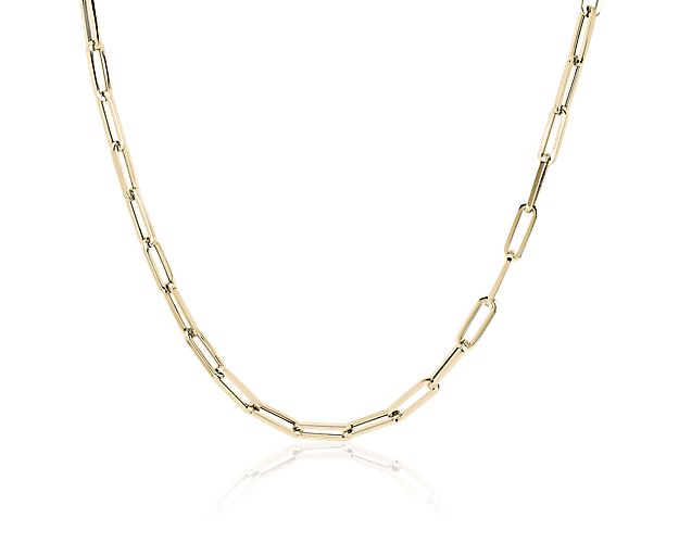 34" Paperclip Necklace in 14k Italian Yellow Gold (4 mm)