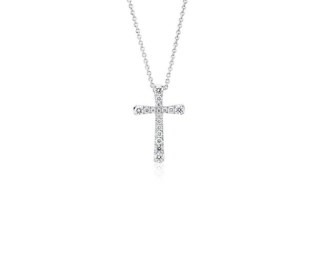 Diamond Cross Pendant in 14k White Gold (1/5 ct. tw.)