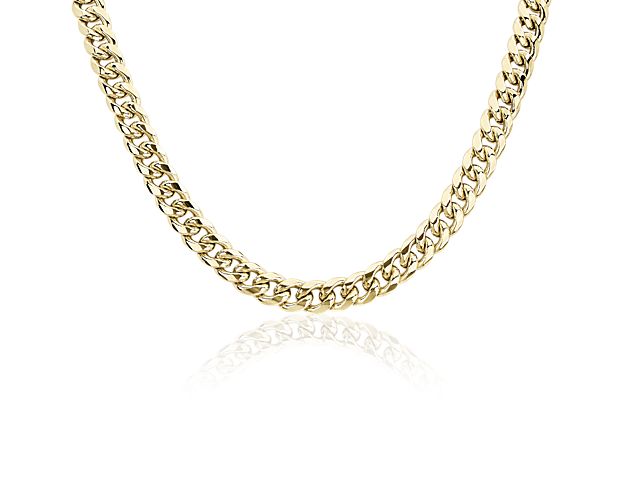22" Men's Semi-Solid Miami Cuban Chain in 14k Yellow Gold (9.3 mm)