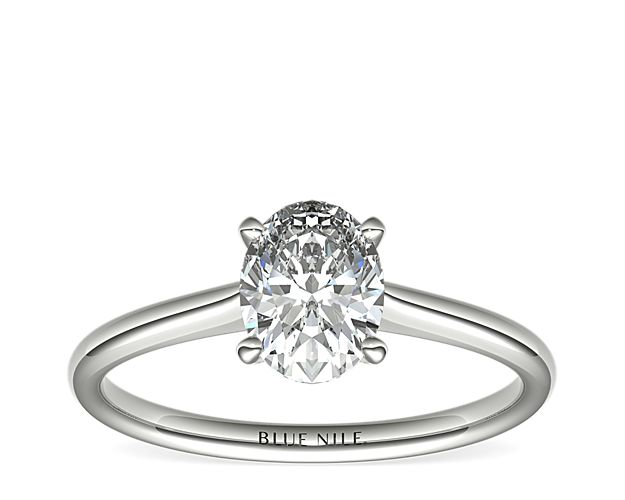 Petite Solitaire Engagement Ring in 14k White Gold