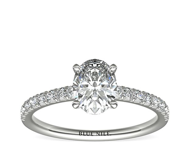French Pavé Diamond Engagement Ring in 14k White Gold (1/4 ct. tw.)