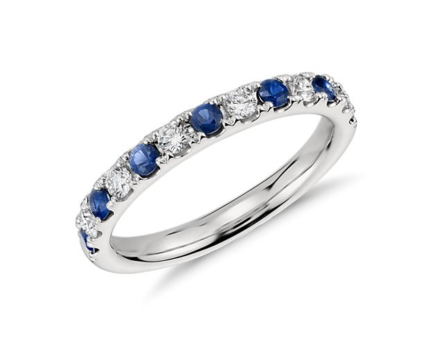 Riviera Pavé Sapphire and Diamond Ring in Platinum (2.2mm)