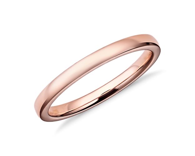 Low Dome Comfort Fit Wedding Ring in 14k Rose Gold (2mm)