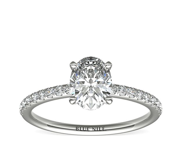 Riviera Pavé Diamond Engagement Ring in 14k White Gold (1/6 ct. tw.)