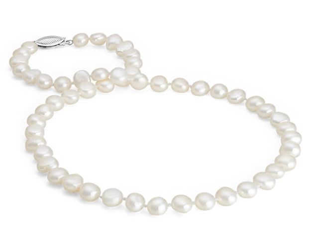 Baroque Freshwater Cultured Pearl Necklace in Sterling Silver (7.5mm)
