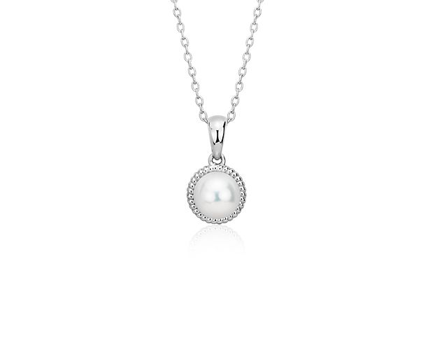 Freshwater Cultured Pearl Rope Pendant in Sterling Silver (7mm)