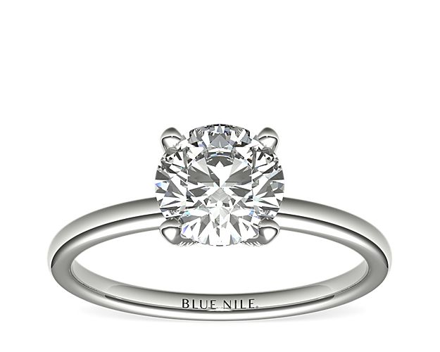 Blue Nile Studio French Pavé Diamond Crown Solitaire Engagement Ring in Platinum (1/6 ct. tw.)