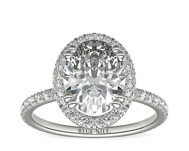 Blue Nile Studio Oval Cut Heiress Halo Diamond Engagement Ring in Platinum
