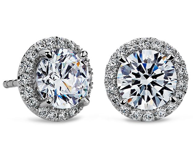 The Gallery Collection™ Diamond Halo Pavé Earring Setting in Platinum