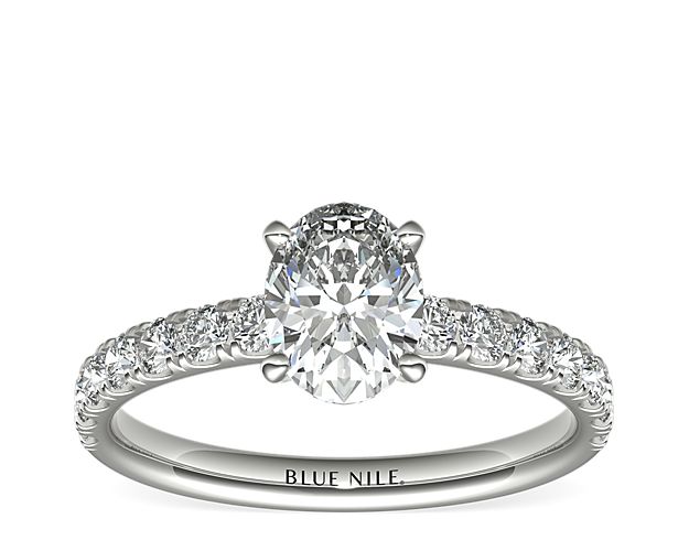 Scalloped Pavé Diamond Engagement Ring in 18k White Gold (3/8 ct. tw.)