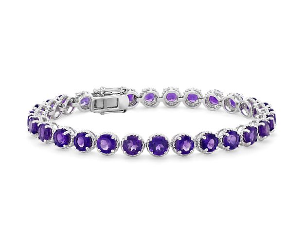Amethyst Round Rope Bracelet in Sterling Silver (5mm)