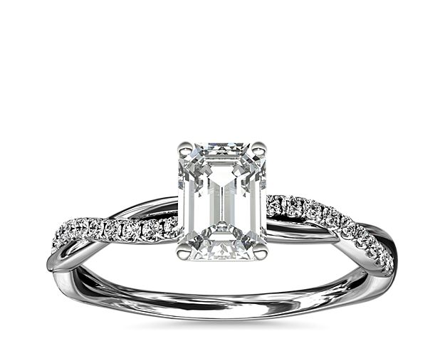 Petite Twist Diamond Engagement Ring in 14k White Gold (1/10 ct. tw.)