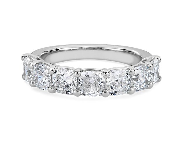 Seven Stone Cushion Lab Grown Diamond Ring in 14k White Gold (3 ct. tw.)