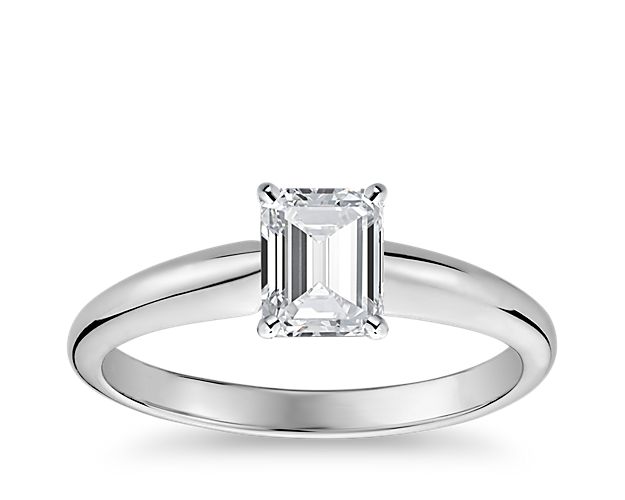 Classic Simple Solitaire Engagement Ring in 14k White Gold