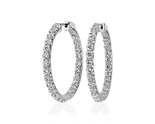 Lab Grown Diamond Eternity Hoop Earrings in 14k White Gold (5 ct. tw.)