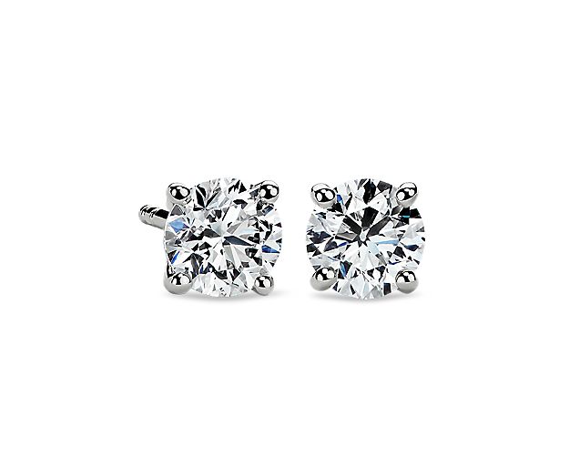 Four-Prong Earrings in 14k White Gold