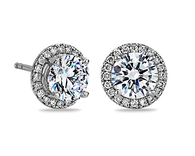 Halo Diamond Earring Setting in 14k White Gold