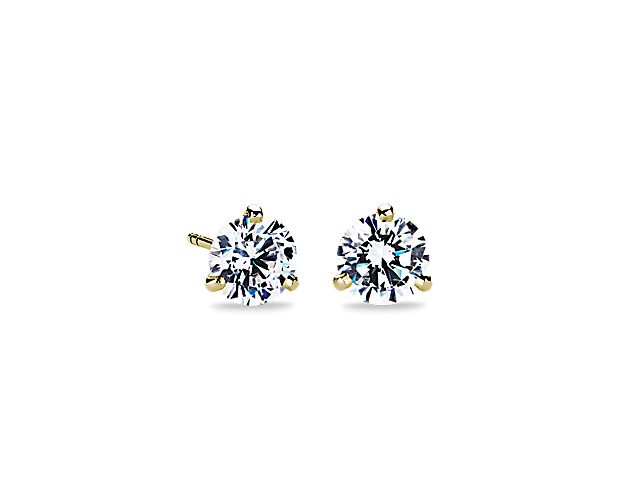 Three-Prong Martini Earrings in 18k Yellow Gold