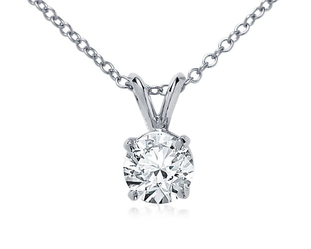 Double Bail Solitaire Pendant Setting in 14k White Gold