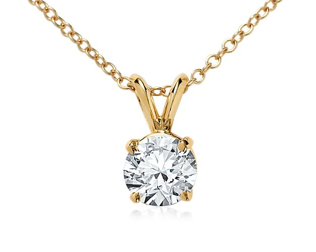 Double-Bail Solitaire Pendant Setting in 18k Yellow Gold