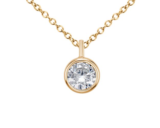 Bezel Solitaire Pendant Setting in 14k Yellow Gold