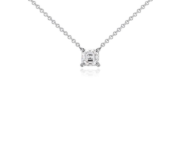 Lab Grown Diamond Asscher Cut Solitaire Pendant in 14k White Gold (3/4 ct. tw.)
