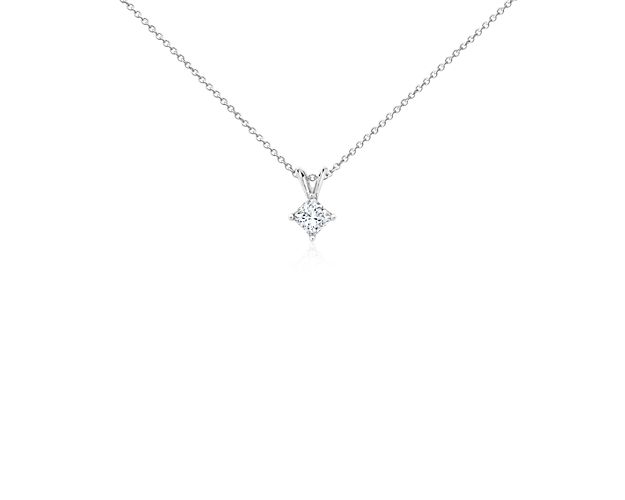 Lab Grown Diamond Princess Cut Solitaire Pendant in 14k White Gold (1/2 ct. tw.)