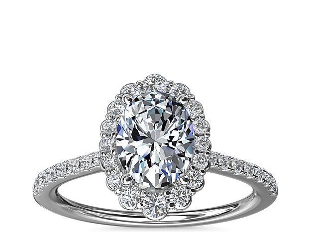 Crescendo Oval Halo Diamond Engagement Ring in 14k White Gold (1/3 ct. tw.)