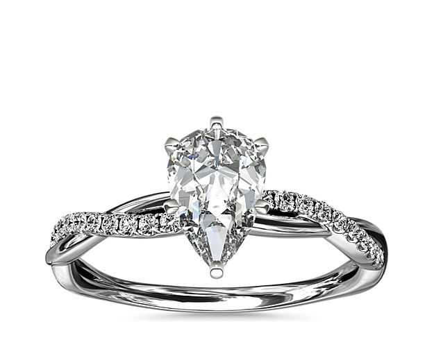 Petite Twist Diamond Engagement Ring in 14k White Gold (1/10 ct. tw.)