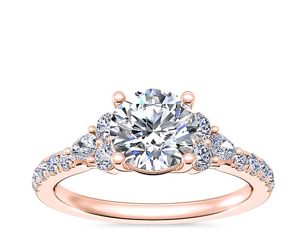 Romantic Round and Pear Cluster Diamond Engagement Ring in 18k Rose Gold (1/3 ct. tw.)
