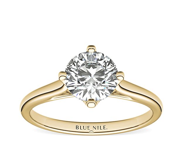 East-West Solitaire Engagement Ring in 14k Yellow Gold