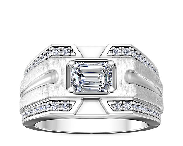Men's East-West Grooved Diamond Channel Engagement Ring in Platinum (1/4 ct. tw.)
