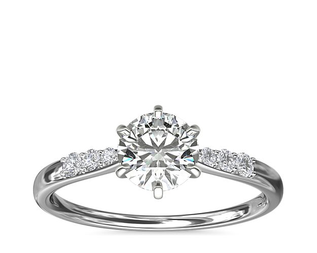 Six-Prong Petite Diamond Engagement Ring in 14k White Gold