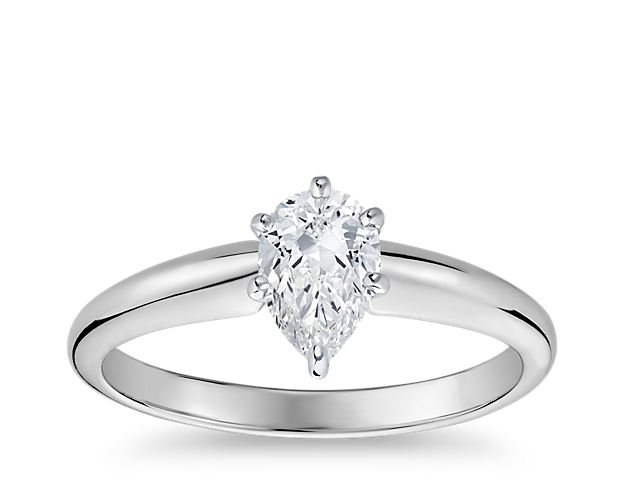 Classic Simple Solitaire Engagement Ring in 14k White Gold