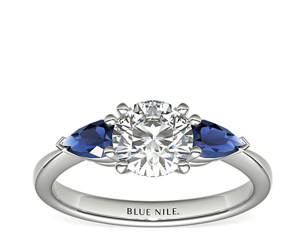 Classic Pear Shaped Sapphire Engagement Ring in Platinum