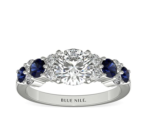 Garland Sapphire and Diamond Engagement Ring in Platinum