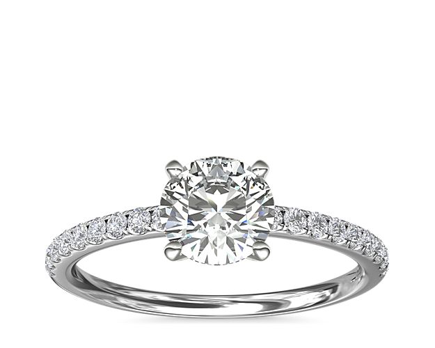Riviera Pavé Diamond Engagement Ring in Platinum (1/6 ct. tw.)
