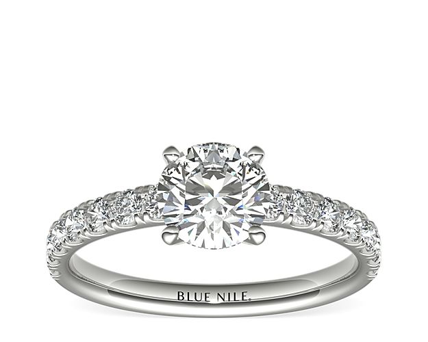 Scalloped Pavé Diamond Engagement Ring in Platinum (3/8 ct. tw.)