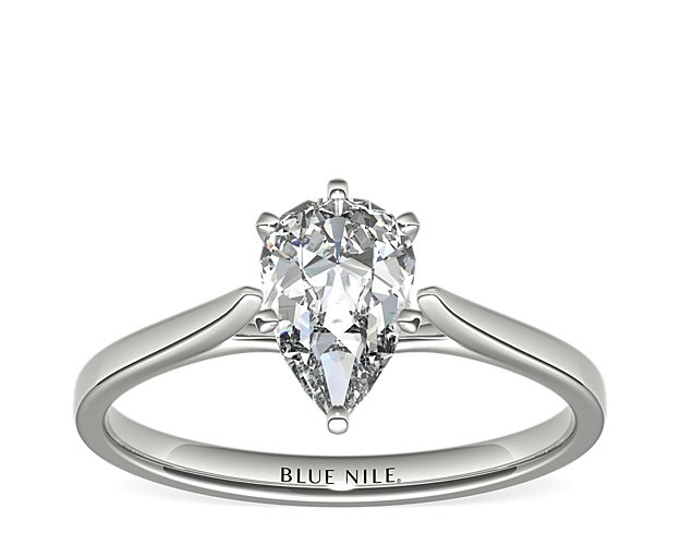Petite Cathedral Solitaire Engagement Ring in 14k White Gold