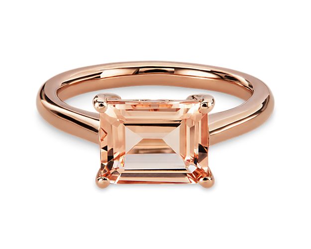 Morganite East West Ring in 14k Rose Gold (9x7mm)