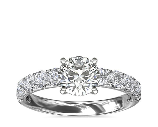 Riviera Pavé Diamond Engagement Ring in 14k White Gold (5/8 ct. tw.)