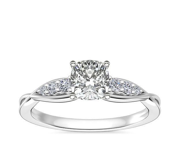 Delicate Twist Petite Diamond Engagement Ring in 14k White Gold (1/10 ct. tw.)