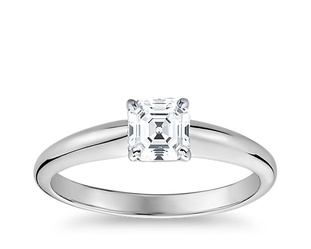 Classic Simple Solitaire Engagement Ring in 14k White Gold