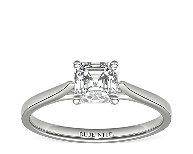 Petite Cathedral Solitaire Engagement Ring in 14k White Gold