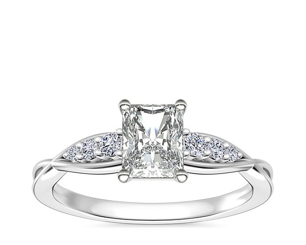Delicate Twist Petite Diamond Engagement Ring in 14k White Gold (1/10 ct. tw.)