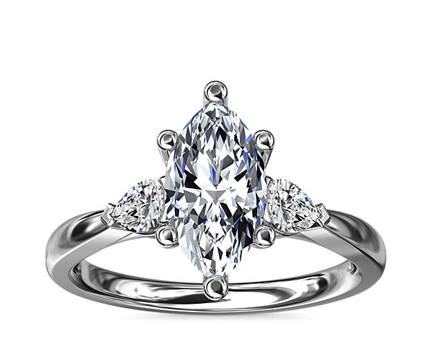Pear Sidestone Diamond Engagement Ring in 14k White Gold (1/4 ct. tw.)
