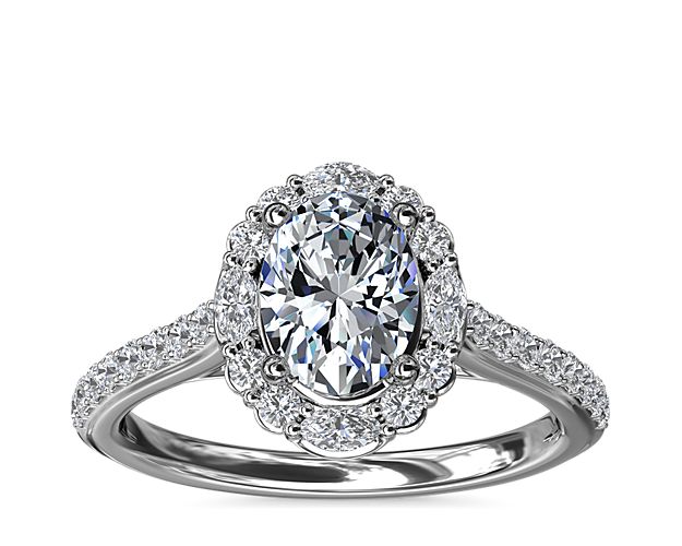 The Ritz Oval Halo Diamond Engagement Ring in 14k White Gold (1/2 ct. tw.)
