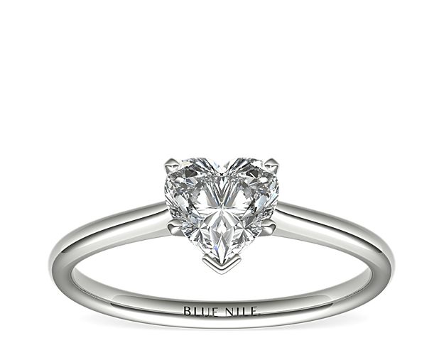 Petite Solitaire Engagement Ring in 14k White Gold