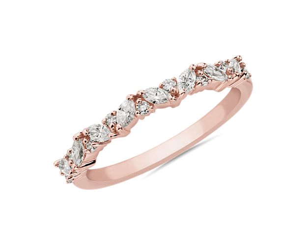 Diagonal Marquise Cluster Diamond Ring in 18k Rose Gold (1/3 ct. tw.)